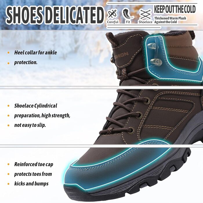 Черевики для туризму Littleplum Wanderschuhe, чоловічі, легкі, трекінгові, зимові, розмір 45 EU, колір коричневий