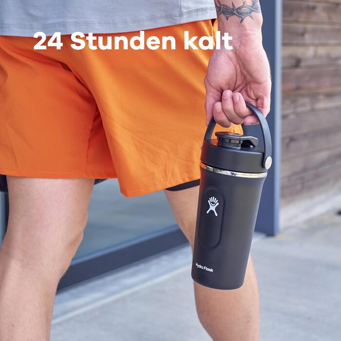 Hydro Flask – ізотермічна шейкер-бутилка 709 мл для протеїнових коктейлів, спортивного харчування, чорна
