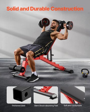 Лавка для жиму VEVOR (544 кг) для тренувань всього тіла, регульована лавка для пресу, силові тренування вдома, складана