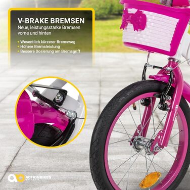 Дитячий велосипед Actionbikes Daisy 12/16/20 дюймів, V-гальма, для дівчаток і хлопчиків, з крилами, від 2 до 9 років