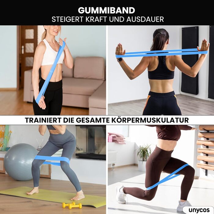 Набір для масажу фасцій Unycos: ролер, стрічка, м'яч, стік та фітнес-стрічки (120 кг)