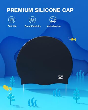 Дитячі плавальні окуляри ZIONOR G1MINI з поляризацією та захистом від УФ, антифог, для хлопчиків і дівчат 8-14 років, зелено-блакитні, з синьою шапочкою для плавання