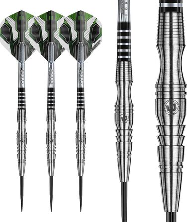 Дротики Winmau Sniper Profi з вольфраму для дартсу, сталевий наконечник, 23 г, комплект з оперенням та стрижнями