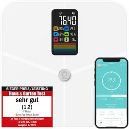 Вага для вимірювання жиру в тілі з аналізом складу тіла, цифрова вага Bluetooth з функцією додатку, вага з аналізом складу тіла (біла)