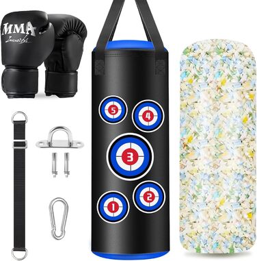 Боксерський мішок наповнений, підвісний комплект, 60 см, для дітей, мікрофібра, шкіра, важкий, для кікбоксингу, фітнесу, ММА, греплінгу, муай-тай