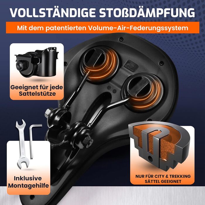 ANFIL® Велосипедне сідло - Максимальний комфорт - Ергономічне сідло з Memory Foam 3.0 - для жінок та чоловіків - Зручне та м'яке - з оптимізованим розподілом тиску для тривалих поїздок (City)