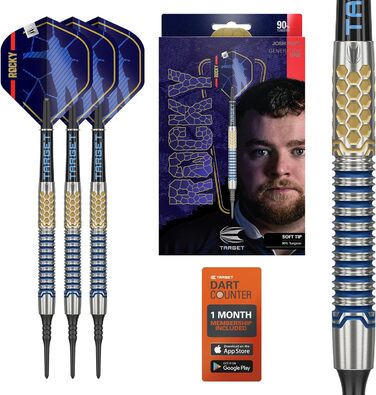 Дротики Target Josh Rock Gen 1, 90% вольфрам, 20 г, електронні Pixel Softdarts з чорними наконечниками, ігрова серія
