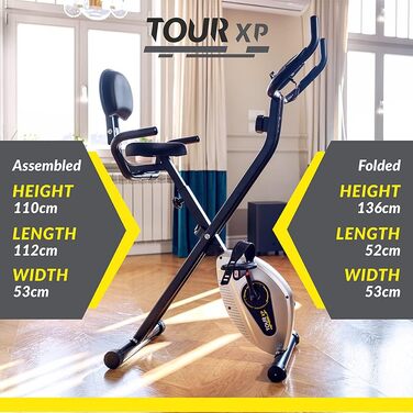 Велотренажер Bluefin Fitness Tour Lite для дому, складаний, магнітний, сумісний з Kinomap, сірої кольору