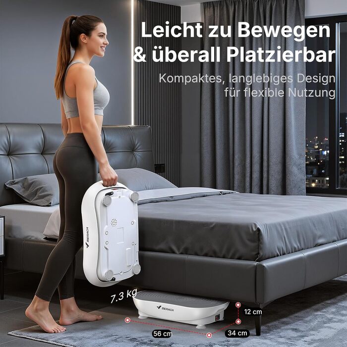 Вібраційна платформа MERACH для тренувань та формування тіла з Bluetooth, LED-екраном та регулюванням швидкості