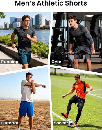 Шорти спортивні чоловічі BVNSOZ з кишенями та еластичним поясом, Quick Dry, для тренувань, 7 штук в упаковці