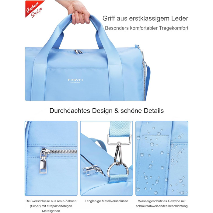 Спортивна сумка 16 дюймів для жінок та дітей з відділенням для взуття та водонепроникним розділенням, фіолетовий колір, 16 розмірів (19 розмірів-блакитний)