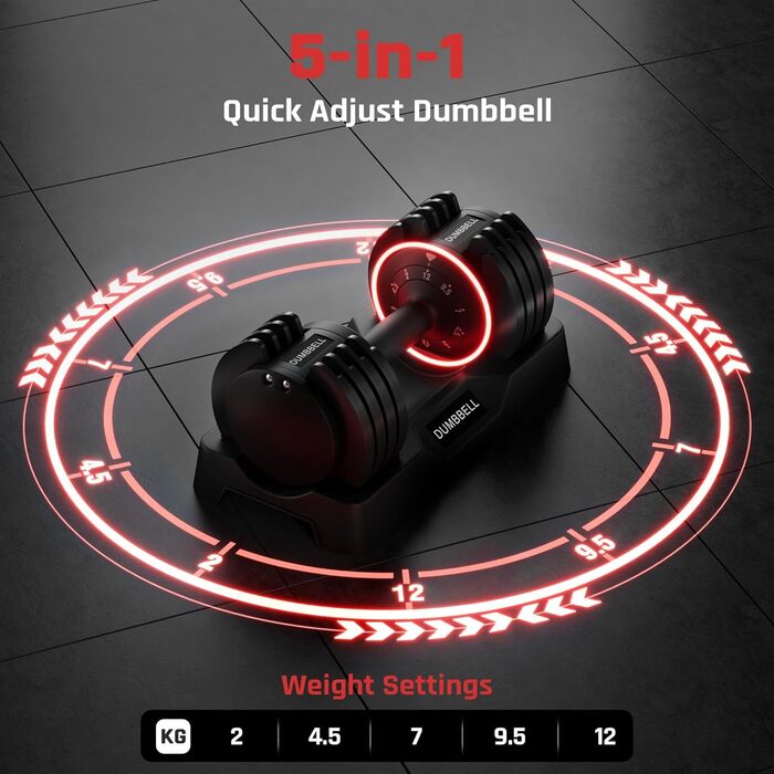 Регульована гантеля Yaheetech 15 кг, сталева, 2.5-24 кг, швидке налаштування, подвійне блокування, антиковзаюча, для дому, спортзалу, офісу