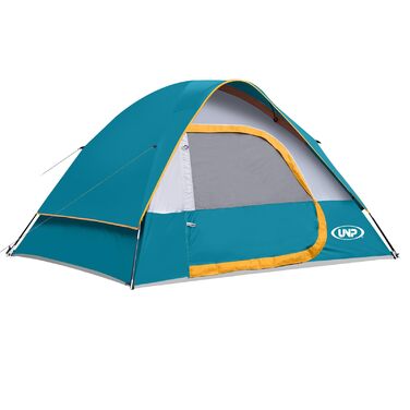 Намет кемпінговий 3-місний UNP Campingzelt водонепроникний синій (Ozeanblau) з захистом від дощу, вітростійкий, легкий у встановленні