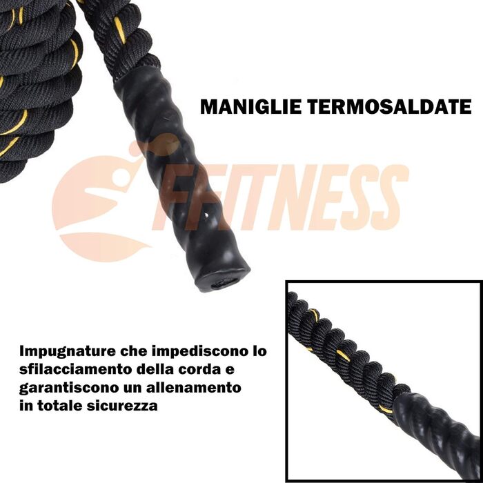 Мотузка для фітнесу FFITNESS Crossfit 9 м, 34 мм