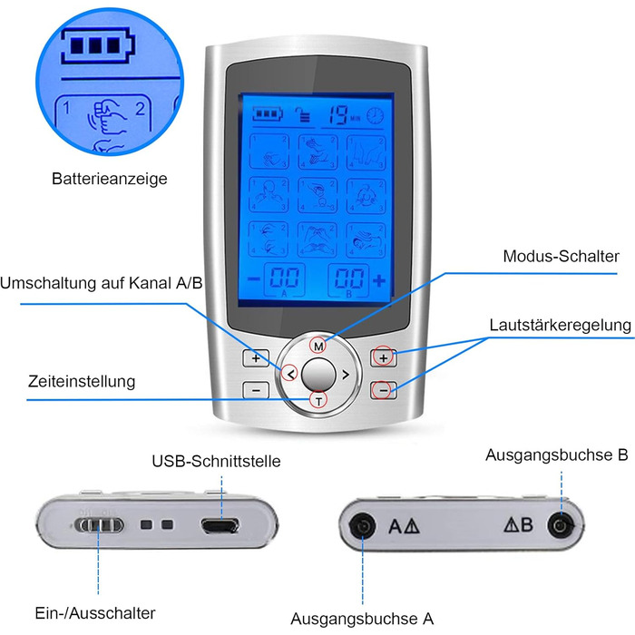 Пристрій TENS EMS від Tosucs: електростимулятор з 10 електродів для зняття болю та масажу спини