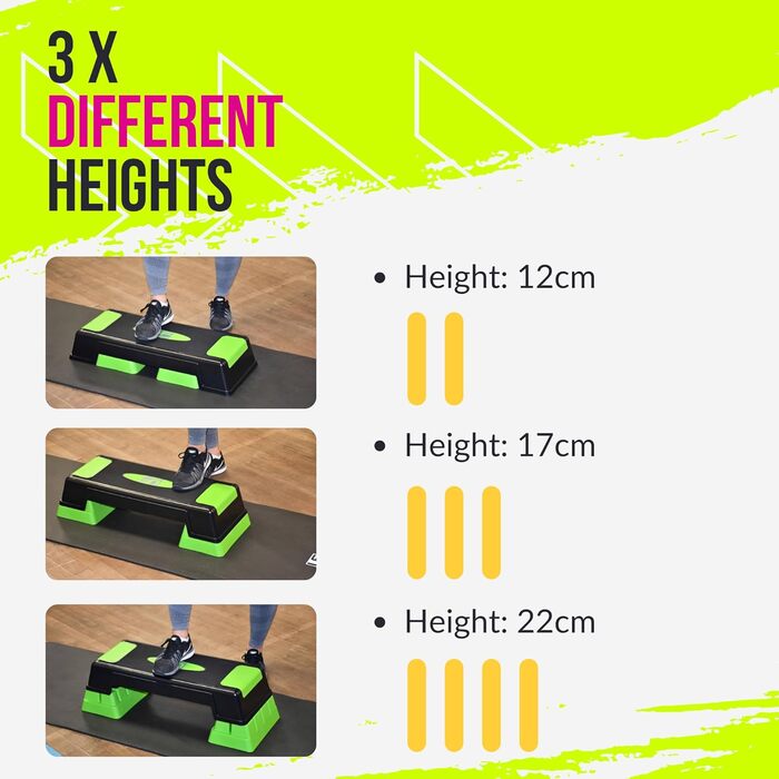 Аеробічний степ Urban Fitness K-REY-UFA248, регульований, антрацитовий/зелений, синій, універсальний розмір