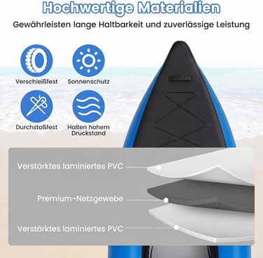 Надувний каяк COSTWAY для 2 осіб з алюмінієвими веслами, EVA-сидінням, насосом та ремкомплектом, блакитний