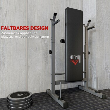 Регульована лава для гантелей, 8 положень, складана, сталевий каркас, оббивка зі штучної шкіри, 98-122В x 140Д x 73Ш см, чорний/сірий
