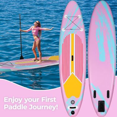 Надувний SUP дошка Stand Up Paddle 305 см для дорослих, рожева. Комплект з аксесуарами, для будь-якого рівня підготовки, вантажопідйомність 200 кг (2 особи)