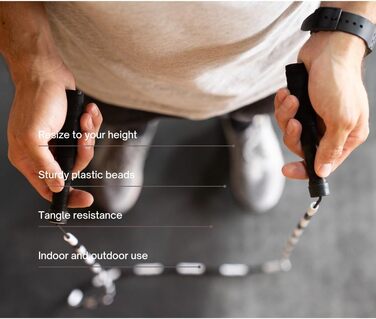 Стрибковий скакалка JOBEAR Athletics з кульками для фітнесу - зручні ручки з Grip Tape, без спутанню, регульована - для дорослих, підлітків та дітей (батьків)