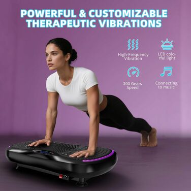 Платформа для вібраційного тренування QEIFEII - 3D вібраційна платформа для схуднення та лімфодренажу, 200 швидкостей, до 181 кг, для дому