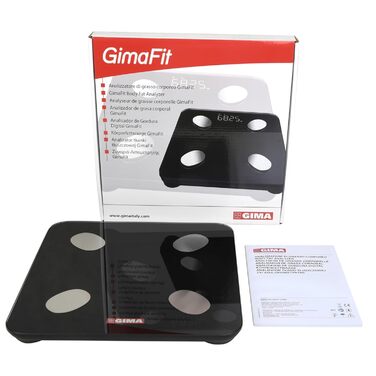Цифрова вага Gima Gimafit 27086 з Bluetooth та LED-дисплеєм для вимірювання жиру, води, м'язової і кісткової маси, скляна платформа