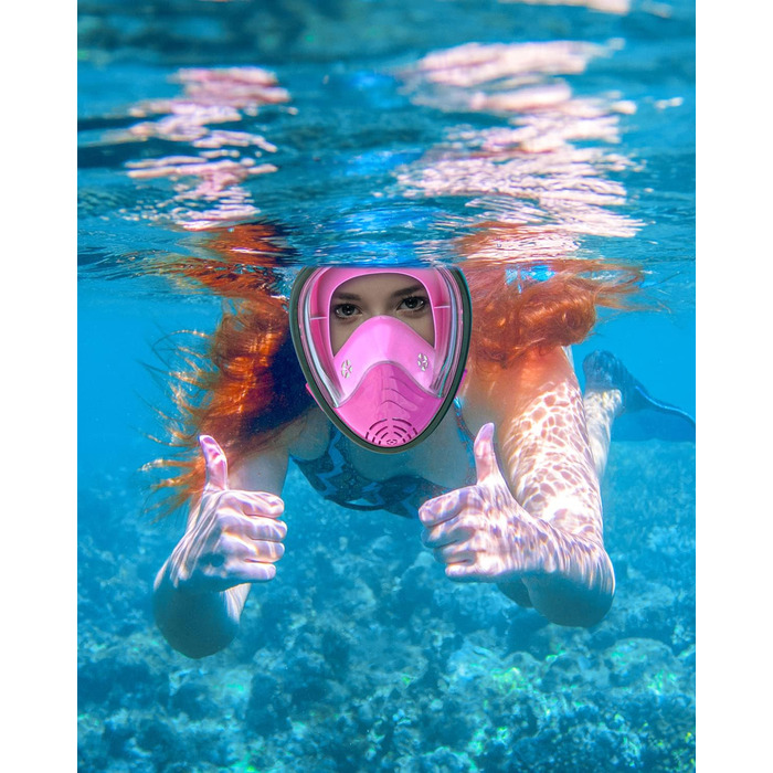 Маска для снорклінгу QingSong Full Face з камерою, 180° огляд, антизапітління, антивитік, для дітей та дорослих