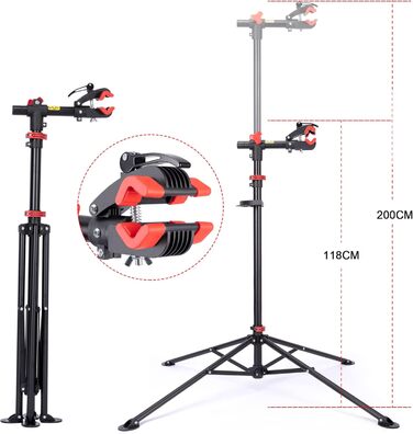 Підставка для велосипеда CXWXC - професійна стійка для ремонту з підставою для інструментів та магнітним відсіком, поворотна та складна, до 30 кг, чорна