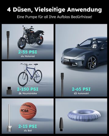 ASMAX електричний насос 7500mAh, портативний компресор для накачування шин 160PSI/11Bar з цифровим манометром і LED підсвіткою, міні помпа для авто, мотоциклів, велосипедів, м'ячів