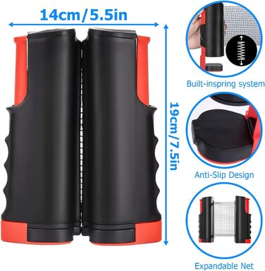 HOMURY Набір для настільного тенісу: 2 ракетки, сітка, 3 м'ячі, сумка, для гри в приміщенні та на вулиці, дитячий та дорослий