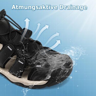 Чоловічі сандалі AX BOXING для трекінгу та спорту, літні, на липучках, дихаючі, чорні, розмір 44 EU