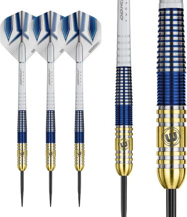 Дротики для дартсу WINMAU Steve Beaton 26 г, професійні, вольфрамові, з сталевим вістрям, набір з оперенням та держателями