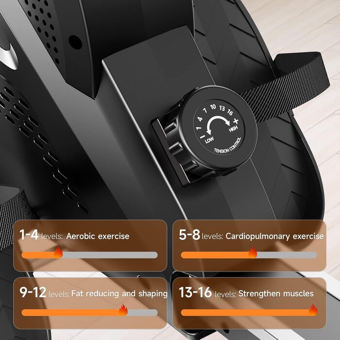 YOLEO Веслувальний тренажер магнітний, тихий для дому, 15 рівнів опору, LCD-дисплей, чорний та білий