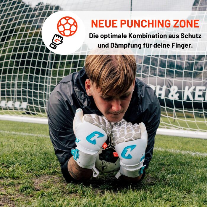 Воротарські рукавички CATCH & KEEP Fly Soul: Професійні, Octopus Grip, Hybrid Cut, дихаюча сітка, Punching Zone 3.0, білі