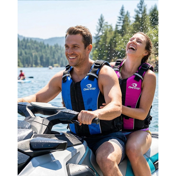 Owntop Плавуча жилетка для дорослих, шкарпеткова жилетка з піни з ремінцем на кроці та внутрішньою кишенею, унісекс, для SUP, каякінгу, риболовлі, вітрильного спорту, каное (XS-S, Рожева)