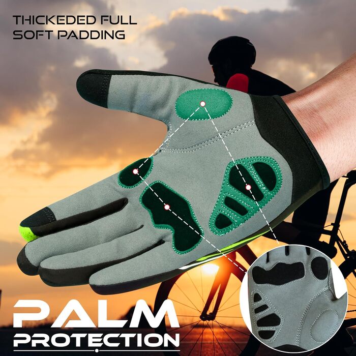 Велосипедні рукавички Beat Rage для чоловіків та жінок, повні пальці, гелеві, антиковзкі, амортизуючі, для важкої атлетики, фітнесу, MTB, (S, повний палець)