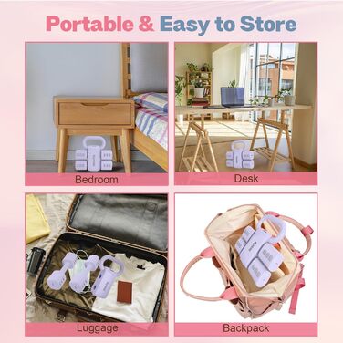 Регульований набір гантелей 2 шт. 4-в-1 для жінок, 0.9-2.3 кг, фітнес для дому, фіолетовий