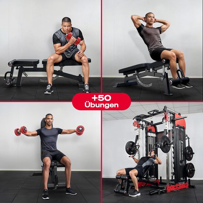 Sportstech Hantelbank BRT700: Багатофункціональна лава для дому, 21 в 1, чорна