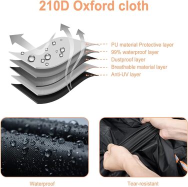 Накладна для мотоцикла NEVERLAND - захисний чохол-гараж для мотоцикла, водовідштовхувальний, сонцезахисний, 210D Oxford, 2000PA, 220x95x110 см, чорний