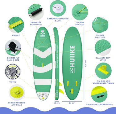 Надувна SUP-дошка HUIIKE з аксесуарами, для сапбордингу, велика стійкість
