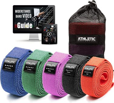 ATHLETIC AESTHETICS Преміум фітнес-стрічки з тканини, набір еспандерів для тренувань, з сумкою та відеокурсом, для підтягувань, для жінок і чоловіків