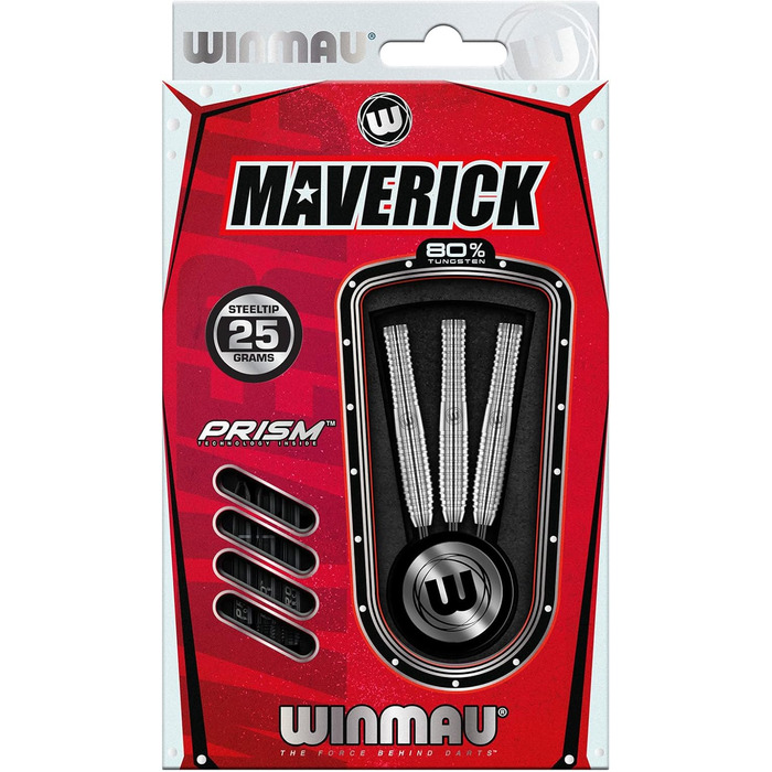 Дартс WINMAU Maverick 25 г, професійний, стілтіп, вольфрамовий, з наборами оперення та стрижнів