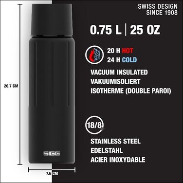 Термос SIGG Gemstone IBT з чашкою, ізольована питна пляшка, герметична, легка, BPA-free, нержавіюча сталь 18/8, об'єм 0,5/0,75/1,1 л