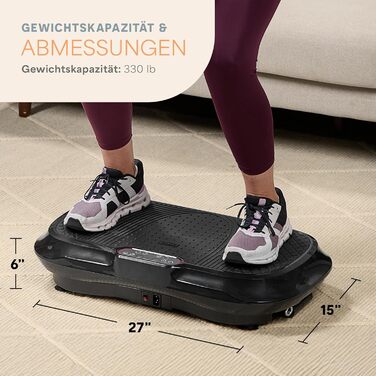 LifePro Вібраційна платформа для тренувань – комплексні тренування всього тіла, фітнес-платформа з еластичними стрічками, обладнання для домашніх тренувань для схуднення та підтяжки, колір: чорний