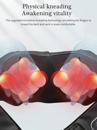 Масажер для шиї Careboda з підігрівом, 3 швидкості, електричний Shiatsu масажер для зняття болю в шиї та плечей. Ідеальний подарунок для водіїв та офісних працівників, чорний