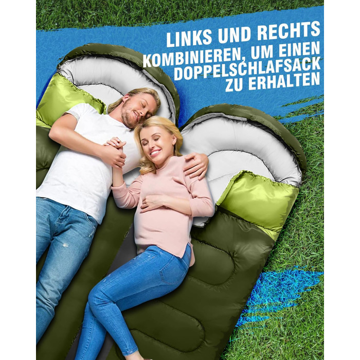 Спальний мішок 3-4 сезони, водонепроникний, ультралегкий, 220*75 см (зелений)