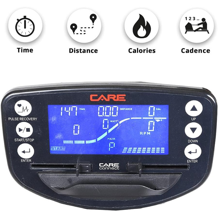 Гребний тренажер Care Fitness Jet 600-2 Care Connect, складаний, чорний, універсальний розмір