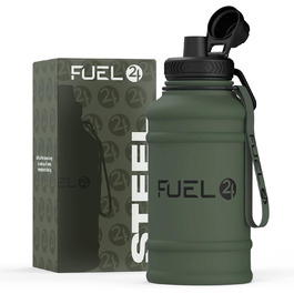 Fuel24 Потужна пляшка для води з нержавіючої сталі 1.3L/2.2L, герметична, BPA-free, для спорту та фітнесу, металева фляга для дорослих