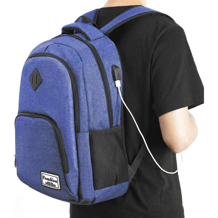 Рюкзак для ноутбука YAMTION 35L з USB, водонепроникний, для чоловіків і жінок, шкільний