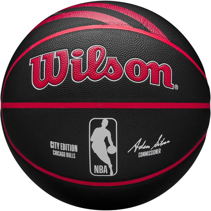 Баскетбольний м'яч Wilson NBA Team City Chicago Bulls, розмір 7, для вулиці та залу, чорний, унісекс